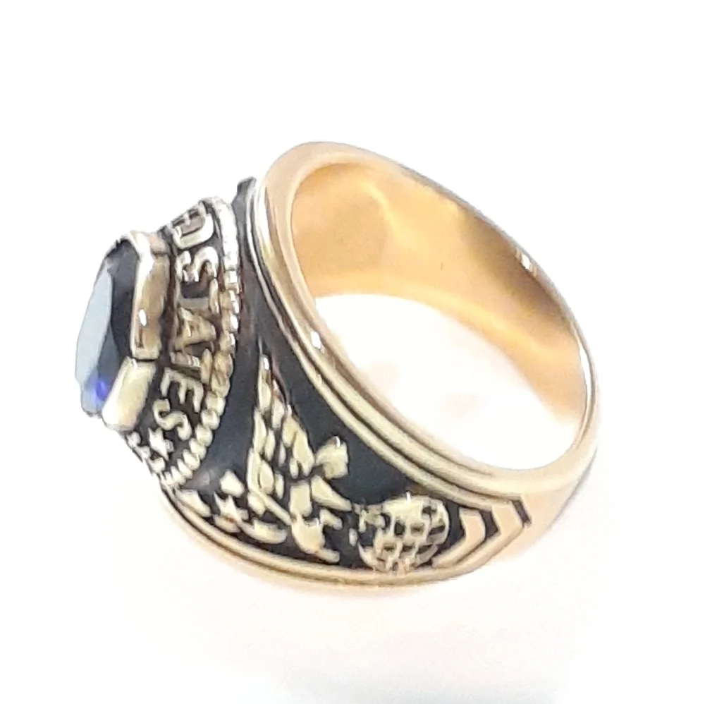 Mens USA Solitaire Airforce‎ Blue Gem Rings